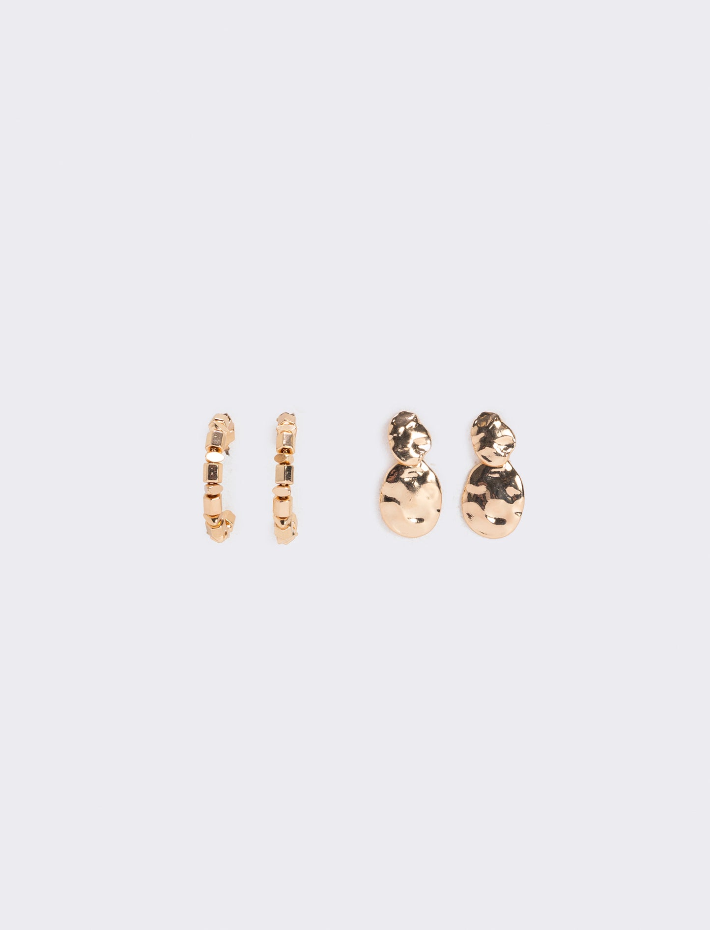 Hammered effect earrings in duo - Gold