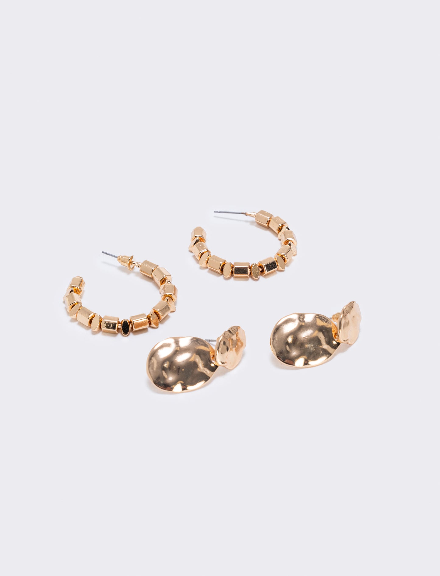Hammered effect earrings in duo - Gold