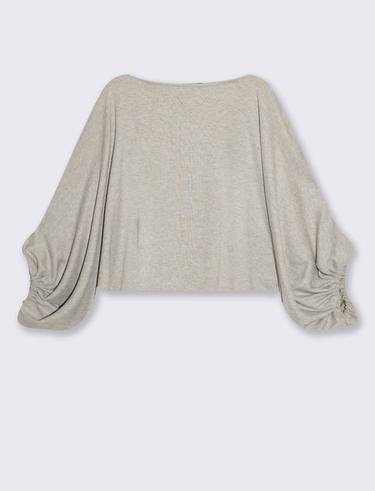 Maglia poncho con manica ampia - Grigio fango