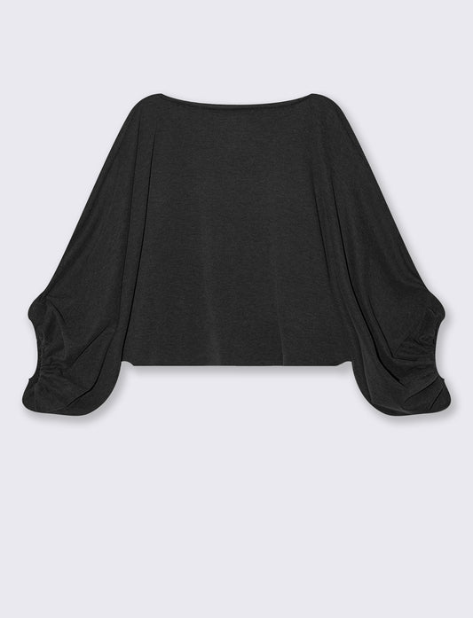 Maglia poncho con manica ampia - Nero