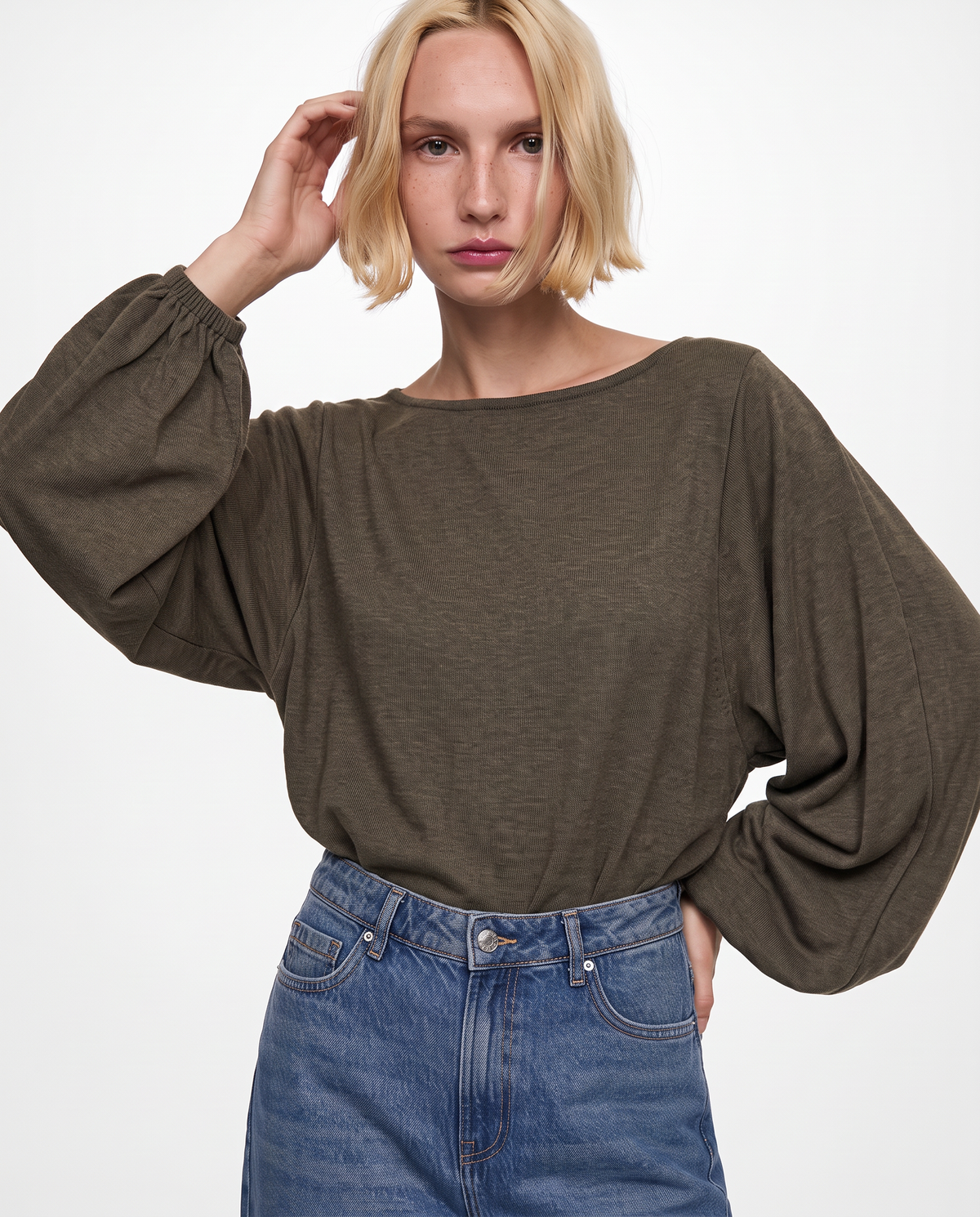 Maglia poncho con manica ampia - Moro
