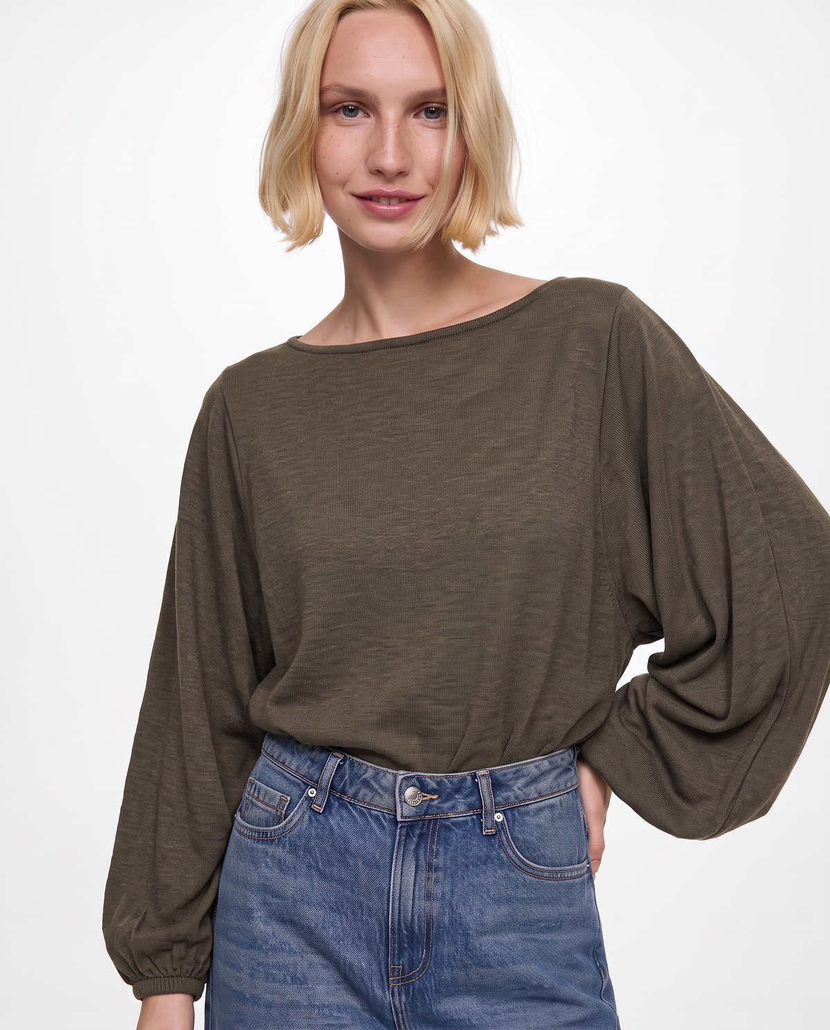 Maglia poncho con manica ampia - Moro