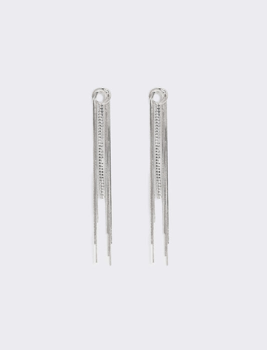 Orecchini nodo in filo con strass - Argento