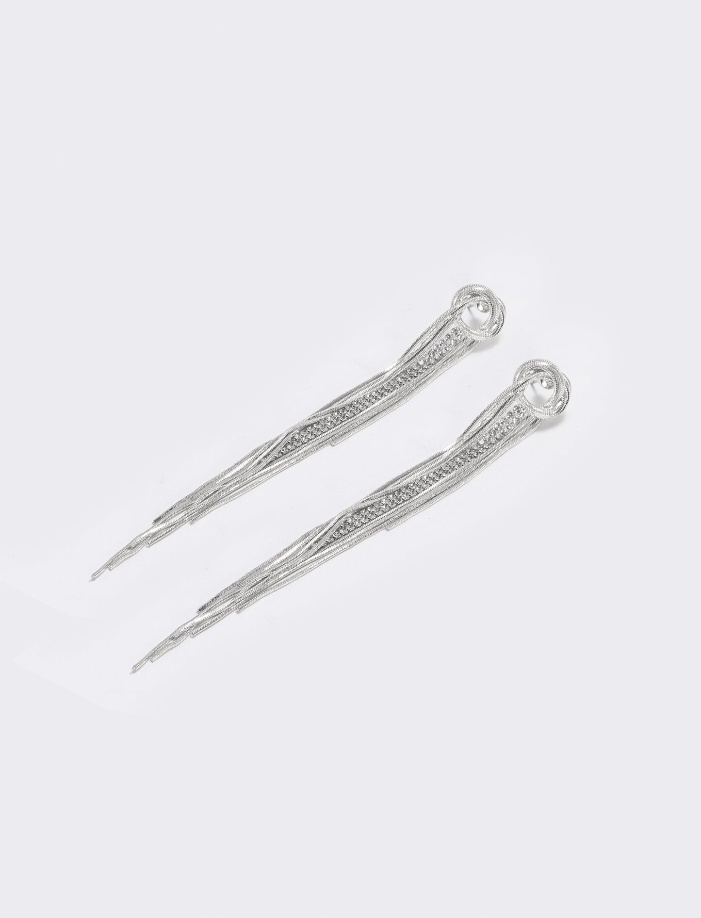 Orecchini nodo in filo con strass - Argento