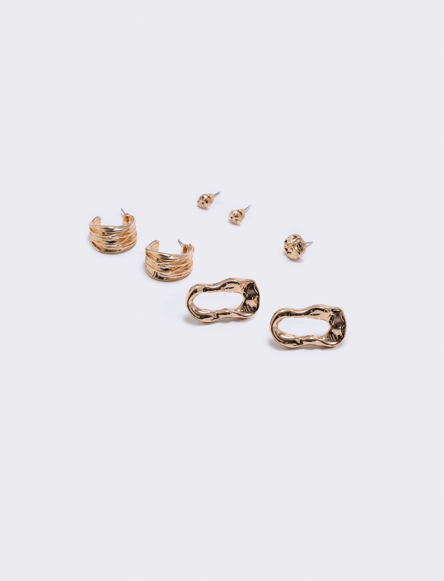 Set of earrings in various shapes and sizes - Gold