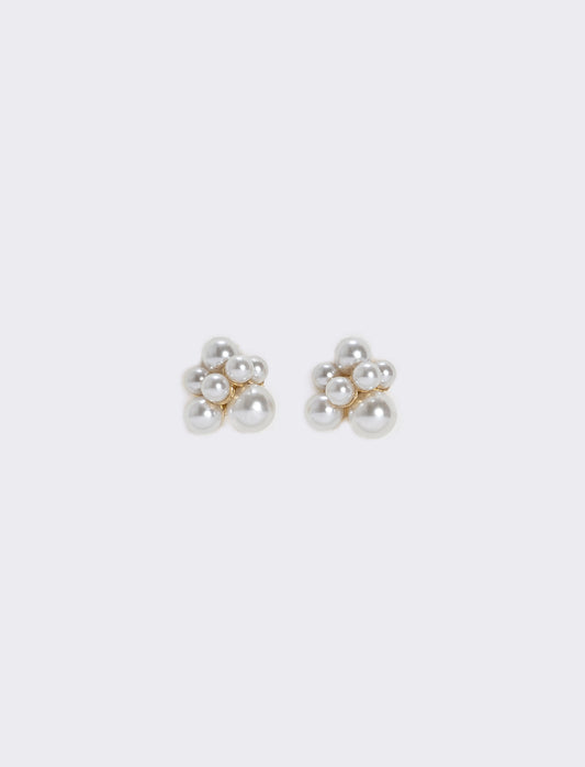 Elegant pearl cluster earring - White