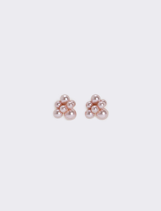 Orecchino grappolo di perle eleganti - Rosa
