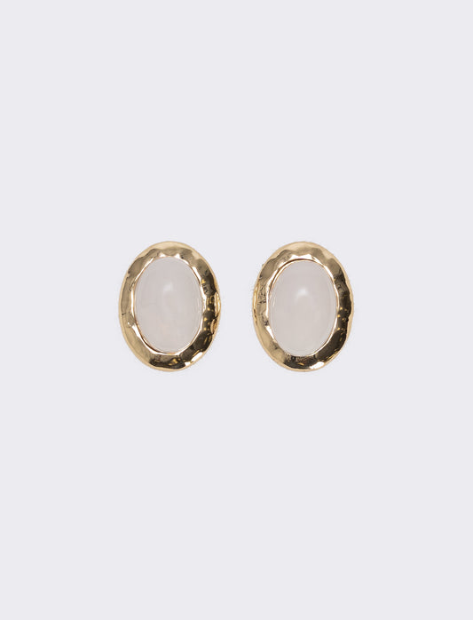 Elegant clip button earrings for women - Beige