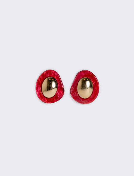 Orecchini bottone con clip - Fuxia