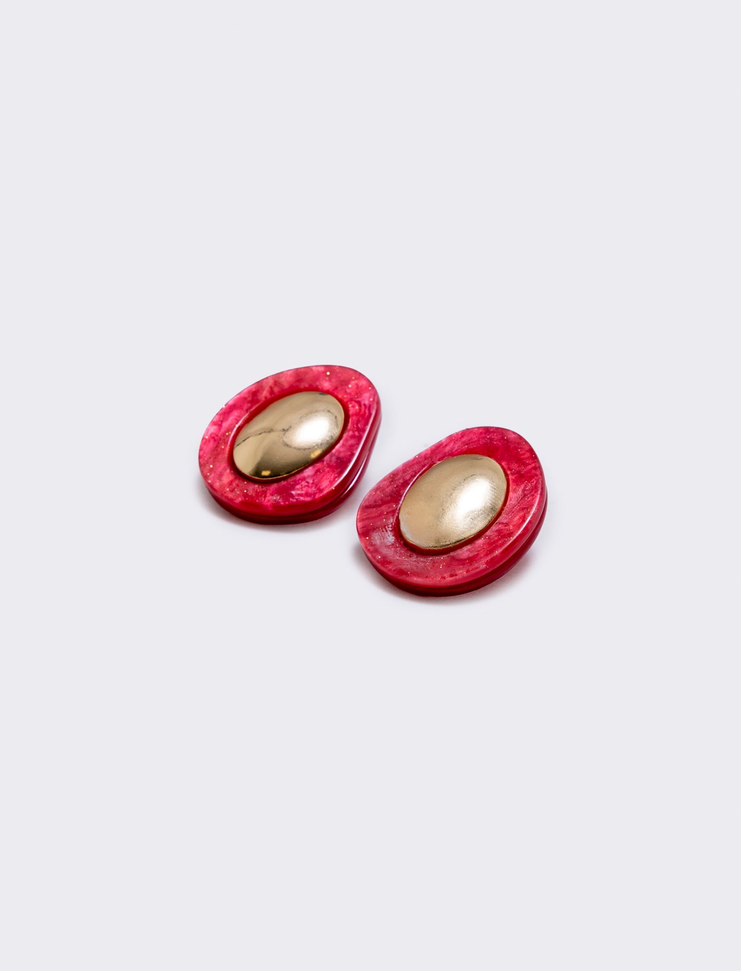 Orecchini bottone con clip - Fuxia