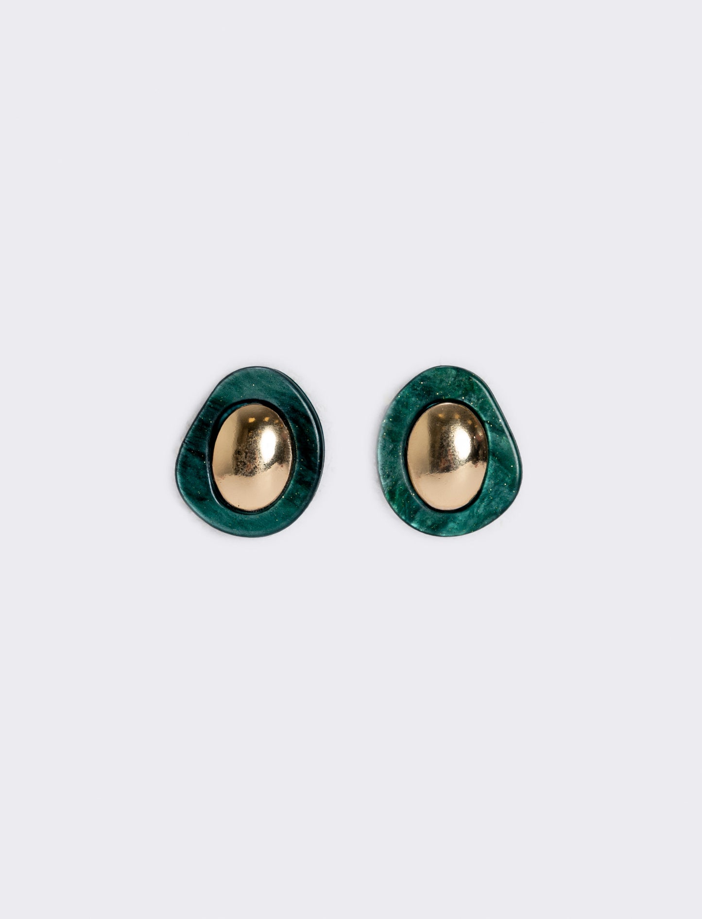 Orecchini bottone con clip - Verde