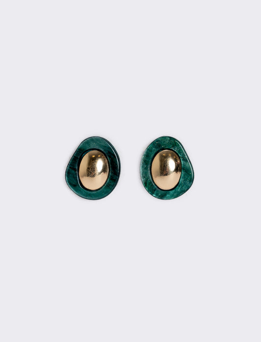 Orecchini bottone con clip - Verde