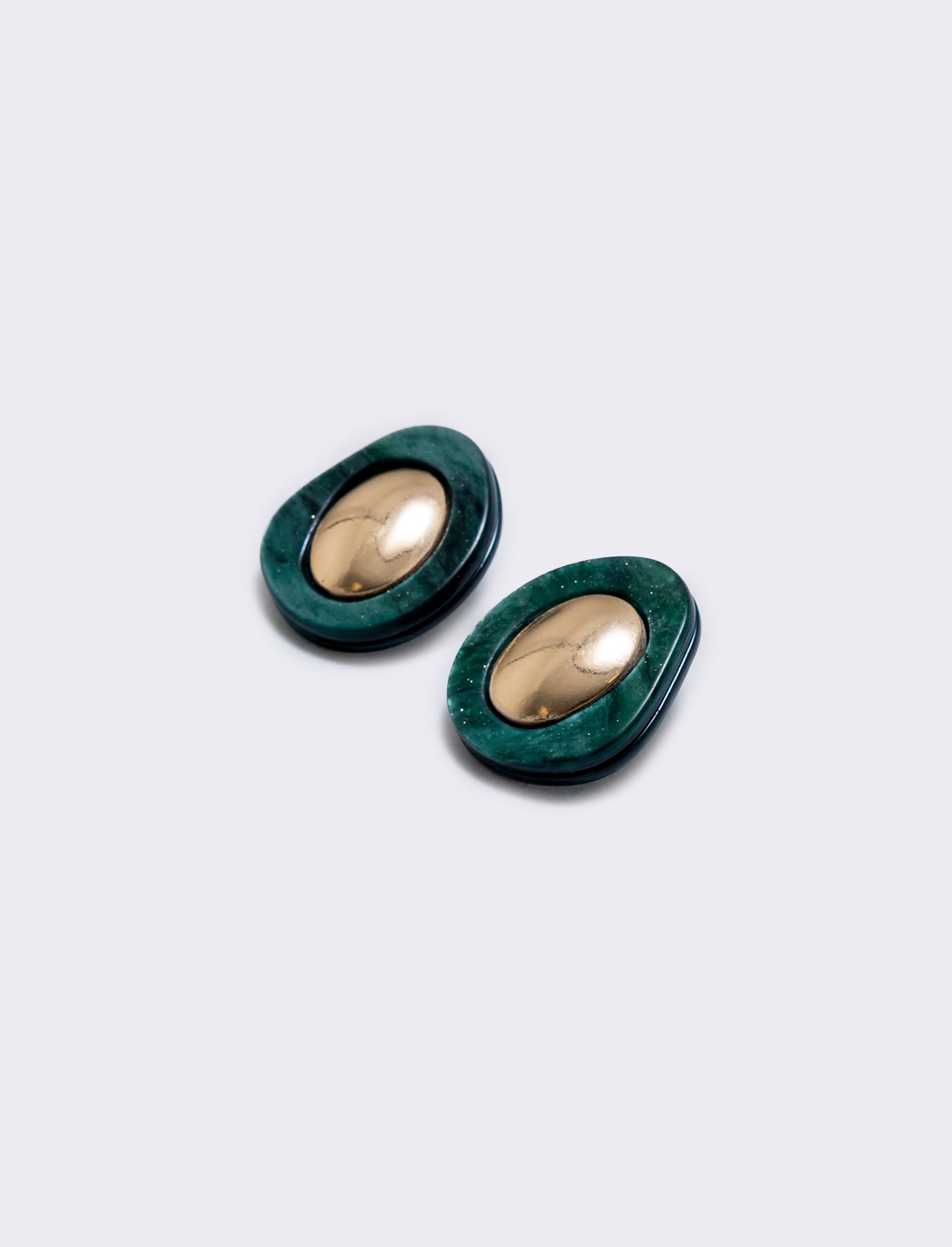 Orecchini bottone con clip - Verde