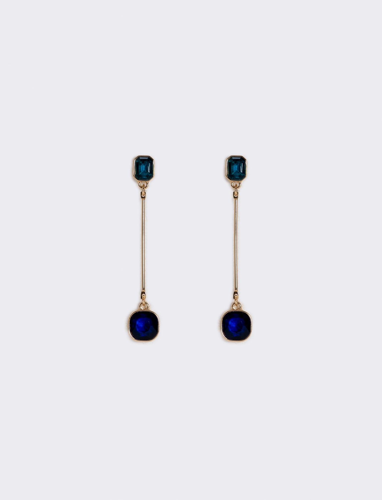 Orecchino Pendente con Due Pietre - Blu