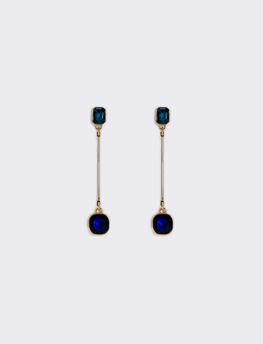 Orecchino Pendente con Due Pietre - Blu
