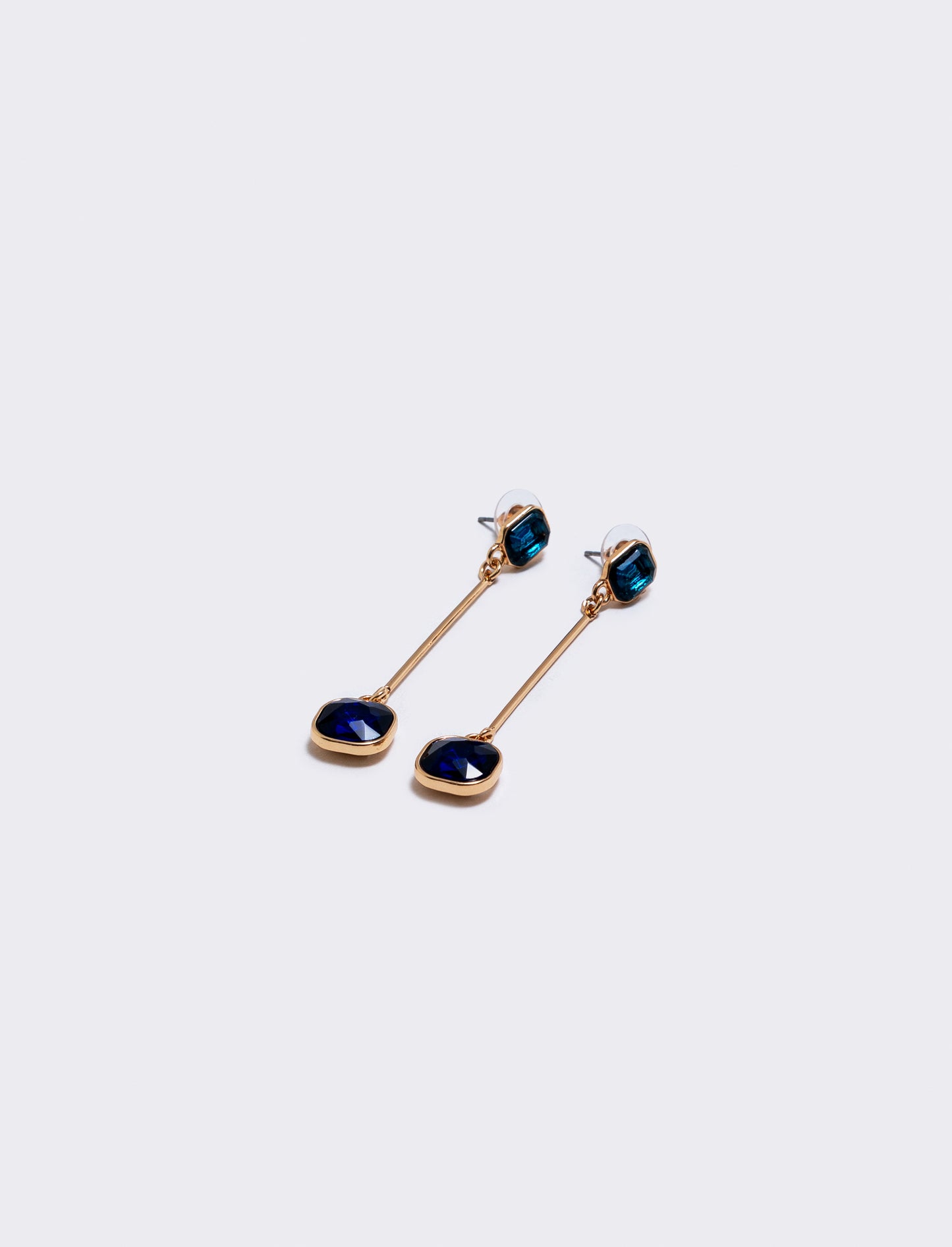 Orecchino Pendente con Due Pietre - Blu