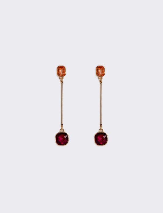 Earring with Two Stones - Fuxia