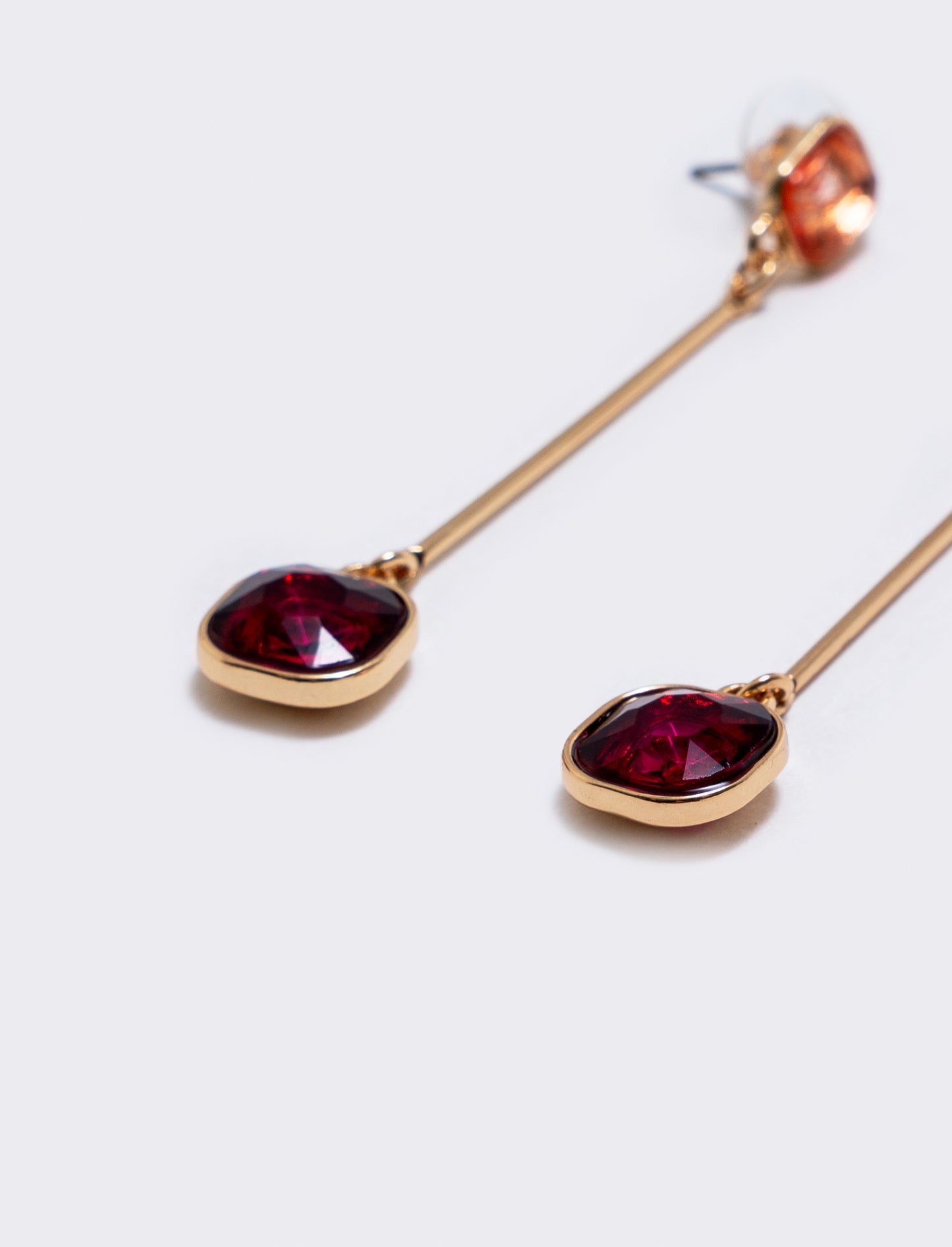 Orecchino Pendente con Due Pietre - Fuxia