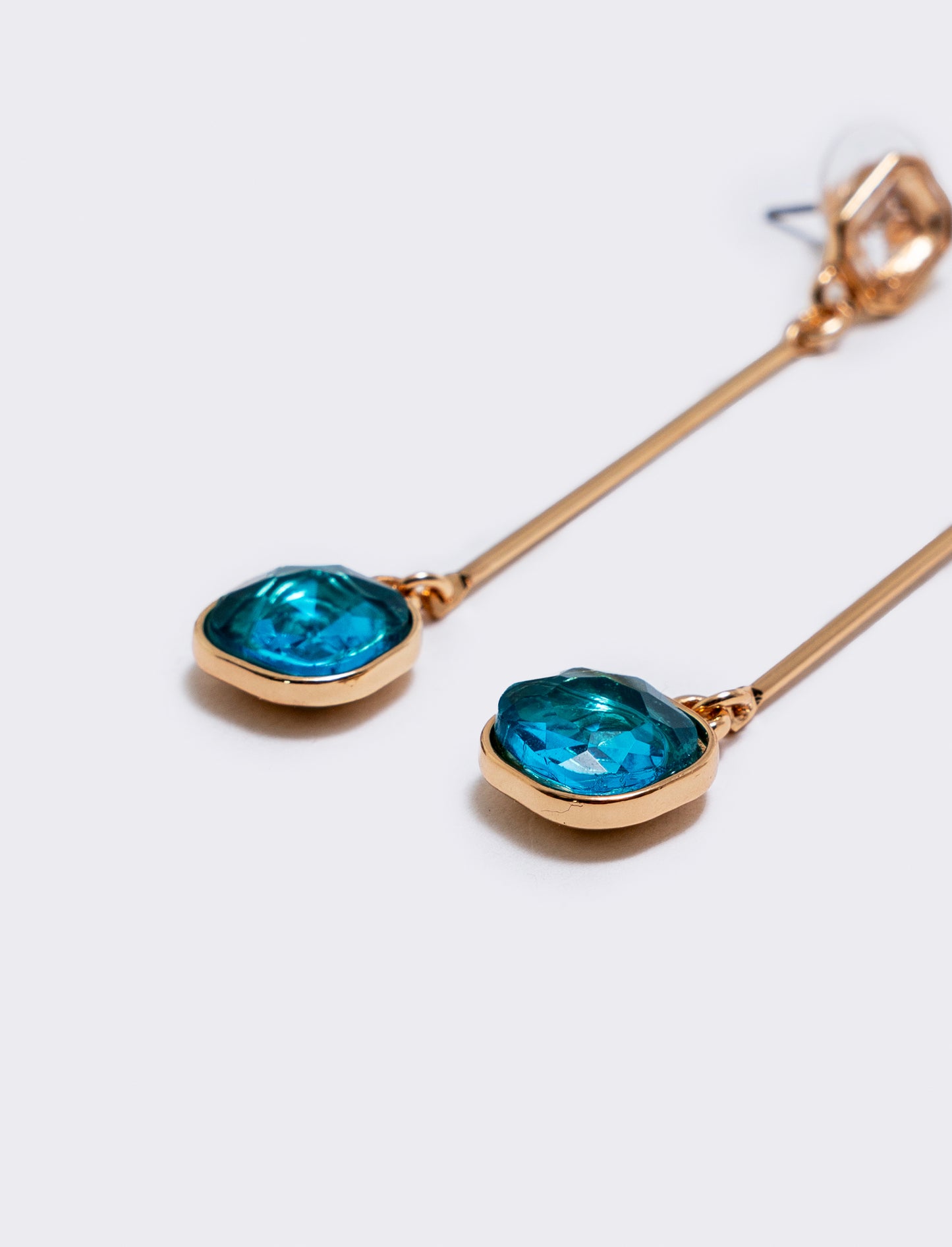Earring with Two Stones - Sky blue