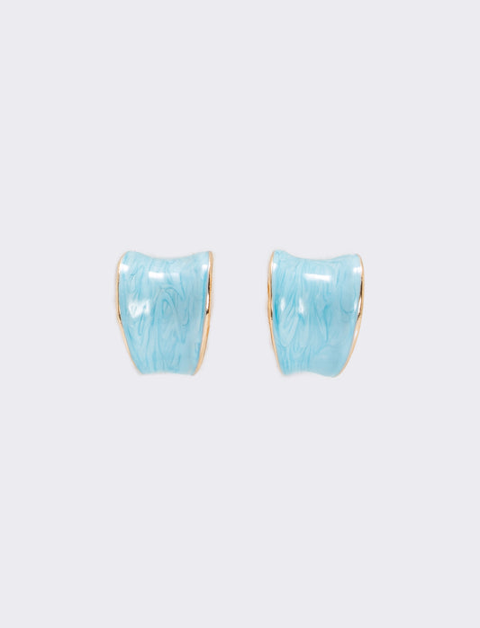 Enamel Half-Circle Earrings for Her - Sky blue
