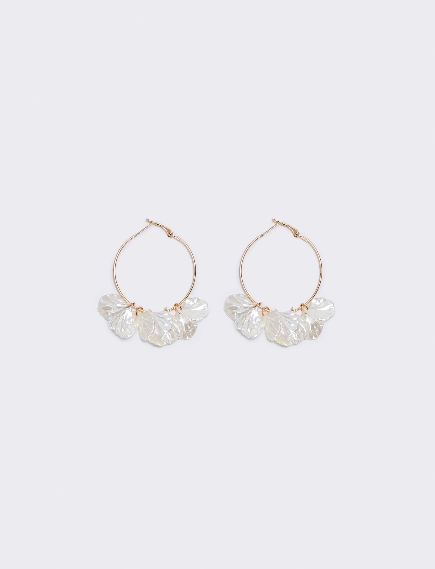 Orecchini cerchi con petali pendenti - Oro