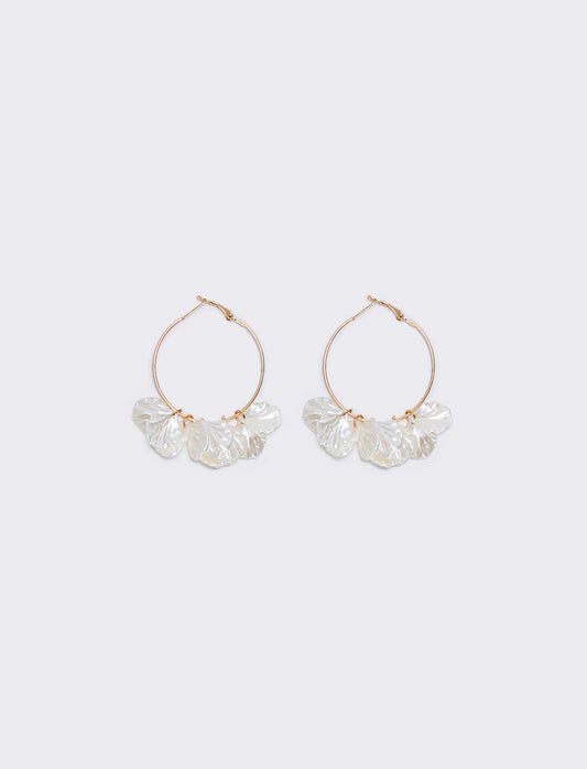 Orecchini cerchi con petali pendenti - Oro