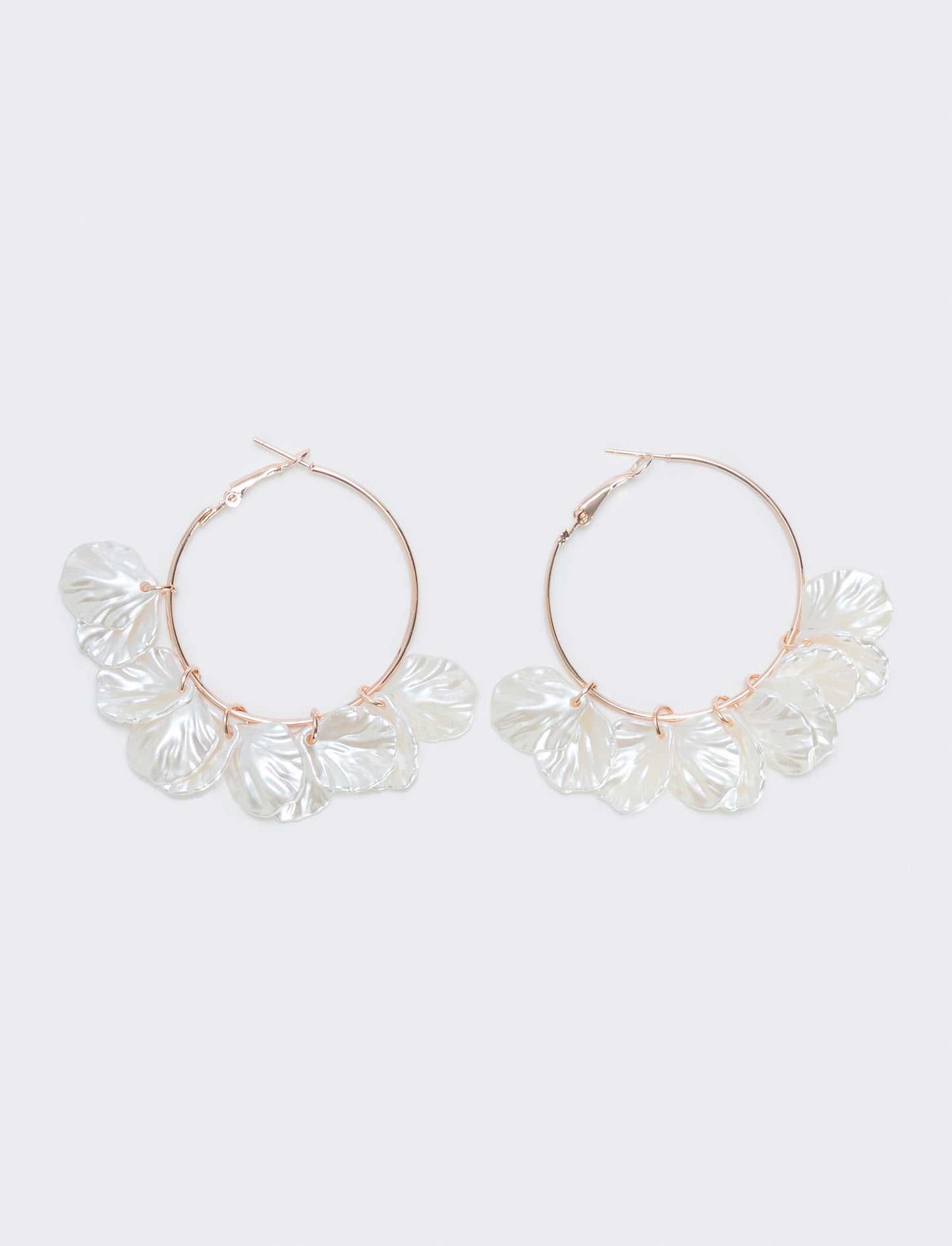Orecchini cerchi con petali pendenti - Oro rosa