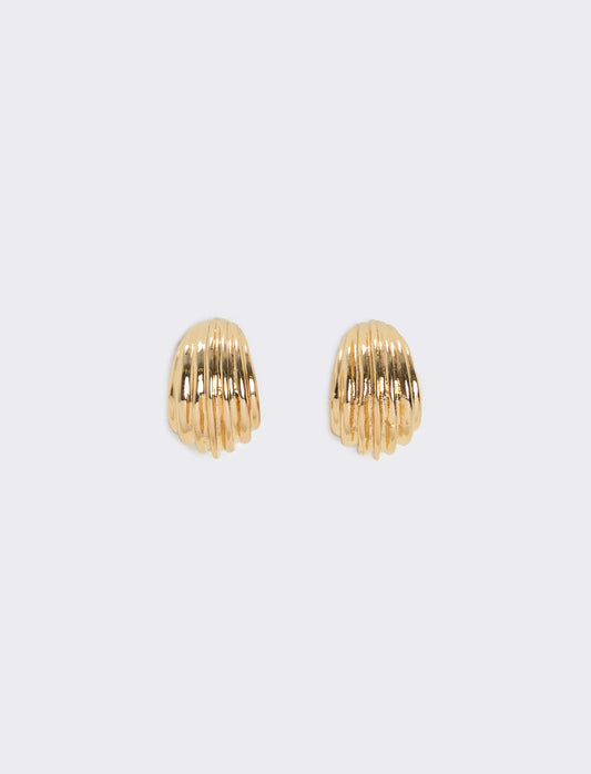 Striped hoop earrings - Gold