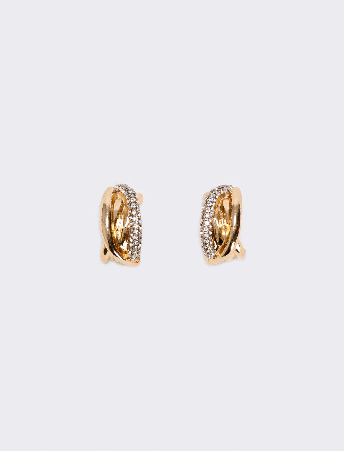 Orecchini cerchi intrecciati con strass - Oro