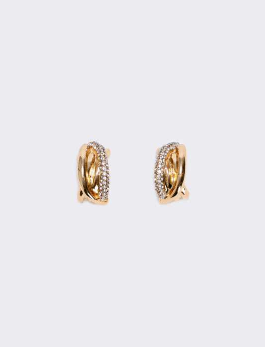 Orecchini cerchi intrecciati con strass - Oro