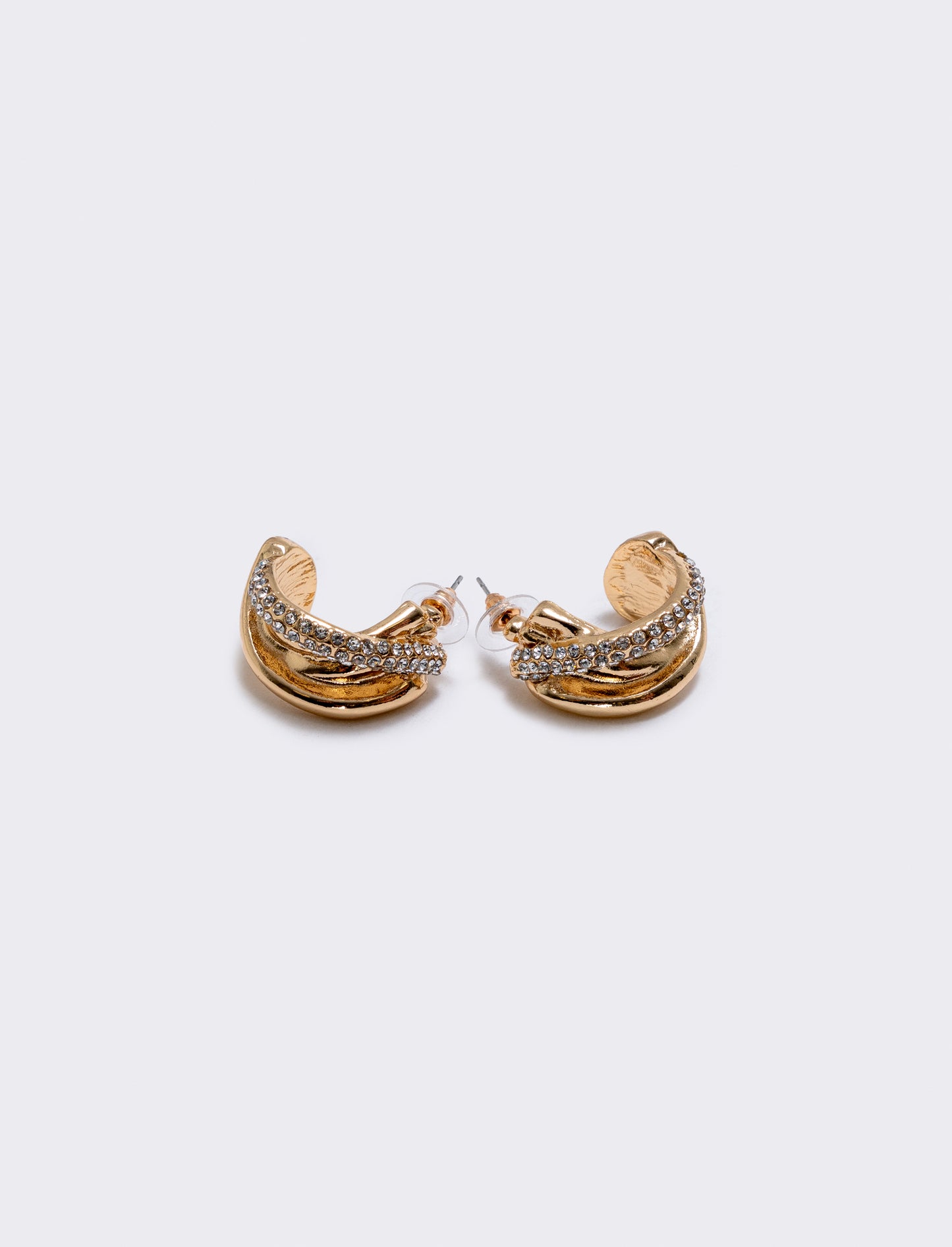 Orecchini cerchi intrecciati con strass - Oro