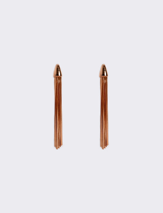 Orecchini lunghi con fili eleganti - Oro rosa