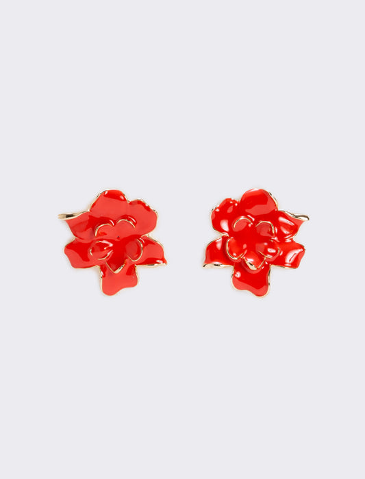 Orecchini fiore smaltato - Rosa salmone