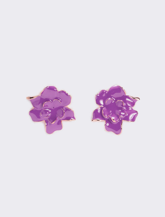 Orecchini fiore smaltato - Viola