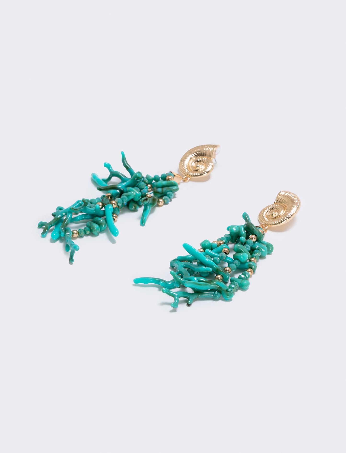 Orecchini rami corallo con clip - Verde acqua