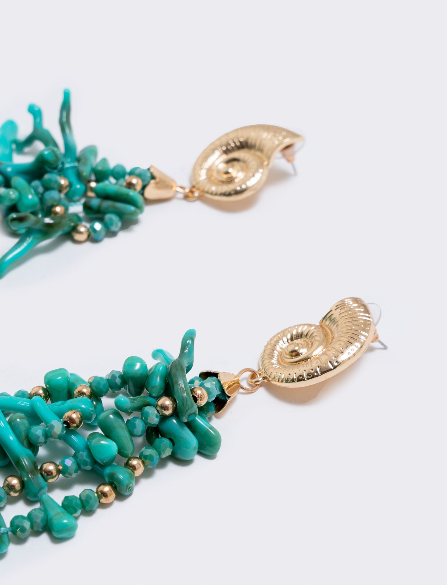 Orecchini rami corallo con clip - Verde acqua