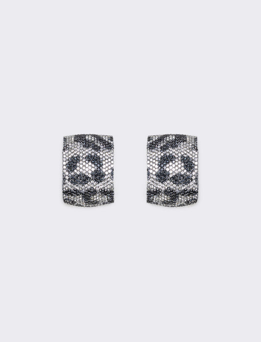 Orecchini leopardati con strass eleganti - Nero