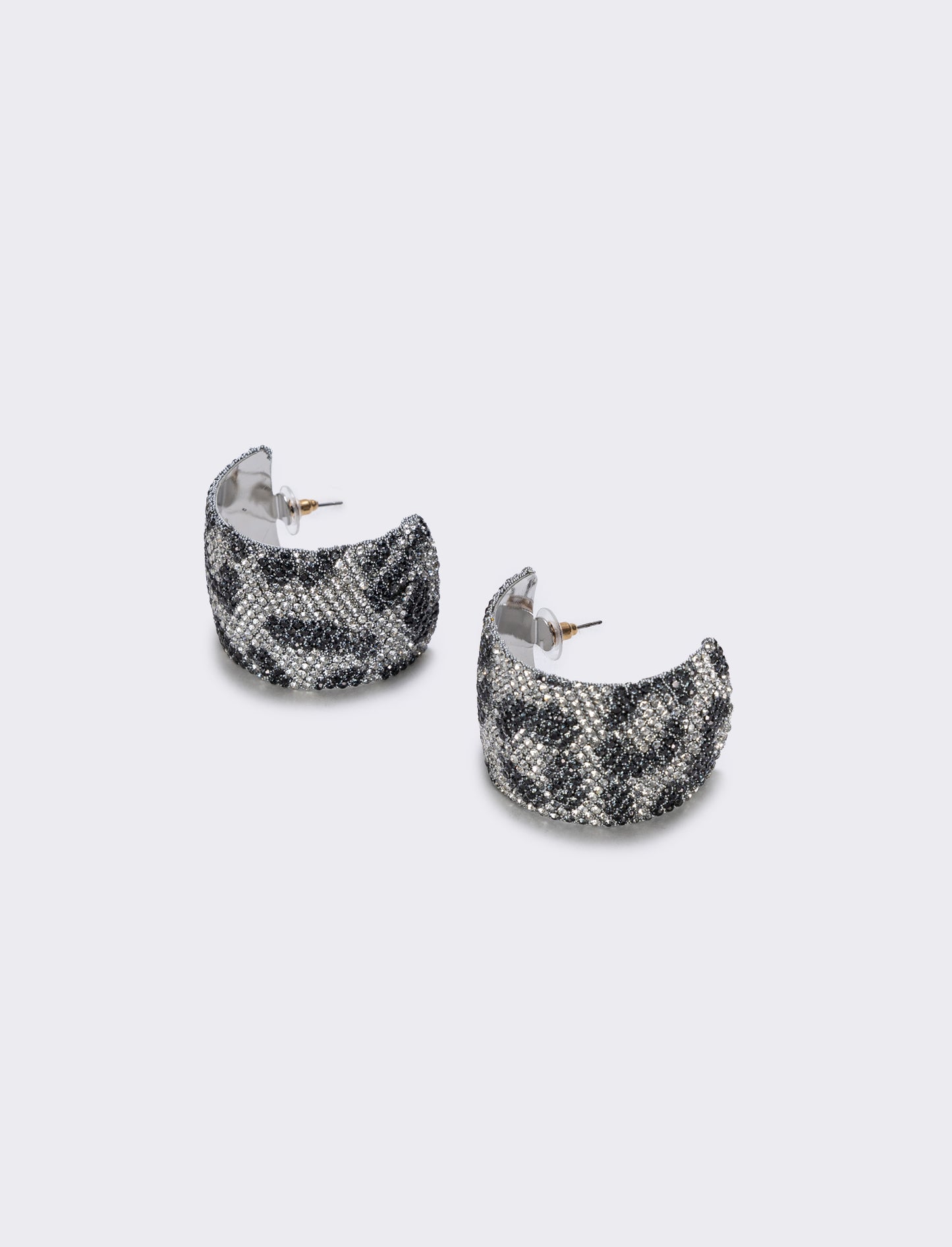 Orecchini leopardati con strass eleganti - Nero