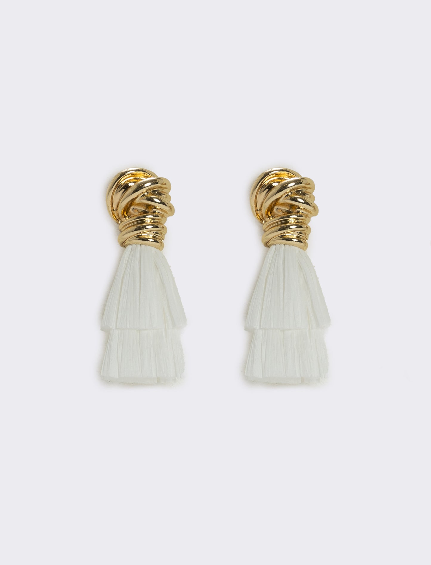 Orecchini con nodo in raffia per donne - Bianco