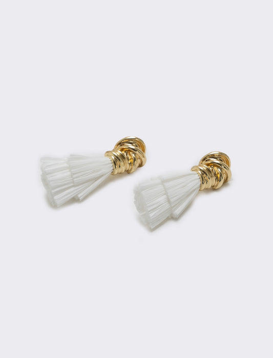 Orecchini con nodo in raffia per donne - Bianco