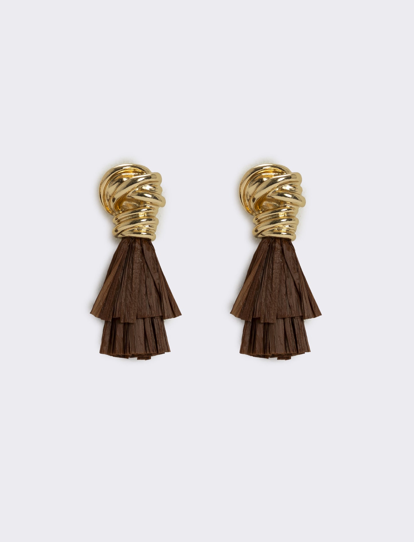 Orecchini con nodo in raffia per donne - Marrone