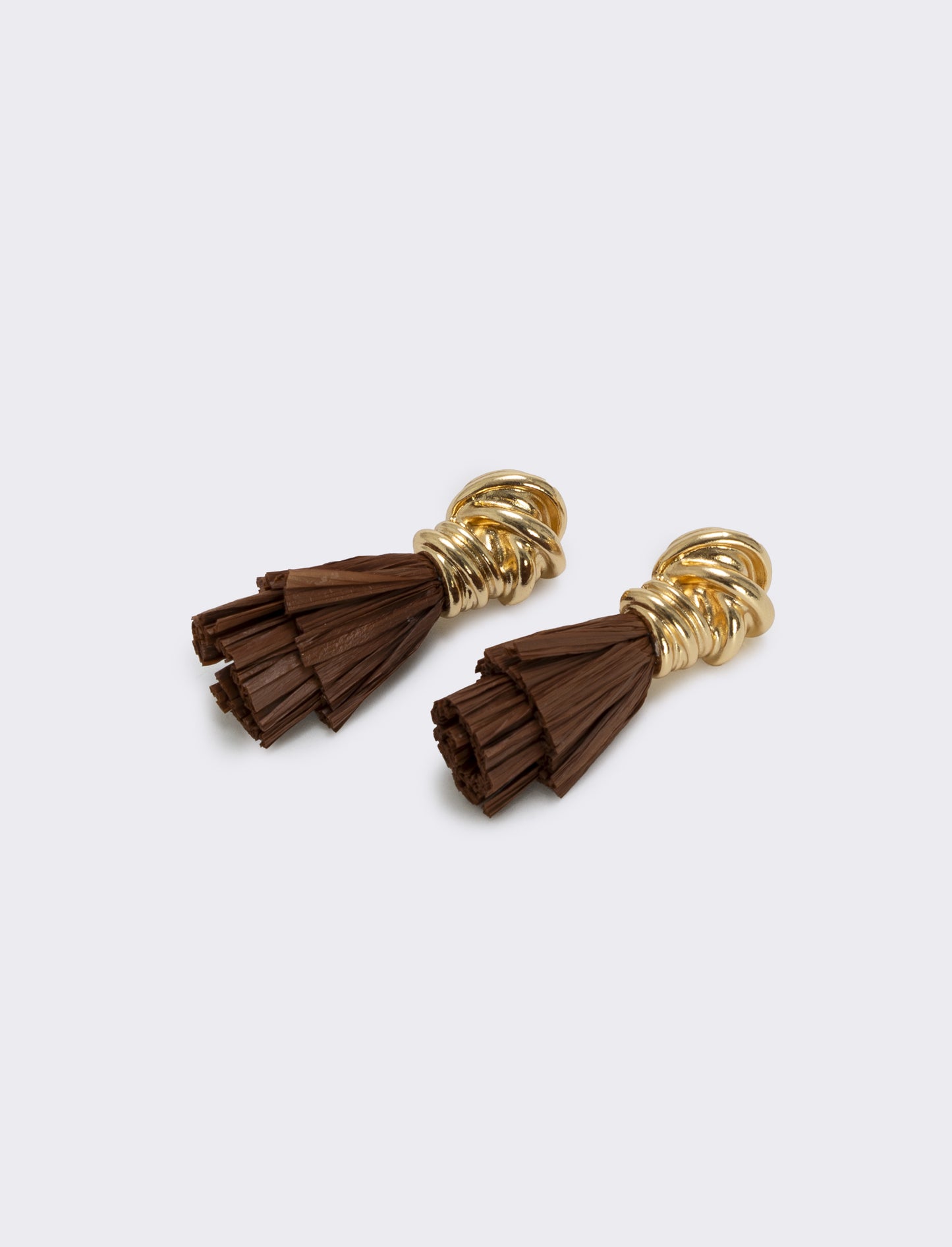 Orecchini con nodo in raffia per donne - Marrone