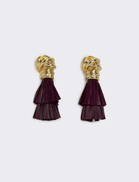 Orecchini con nodo in raffia per donne - Viola prugna