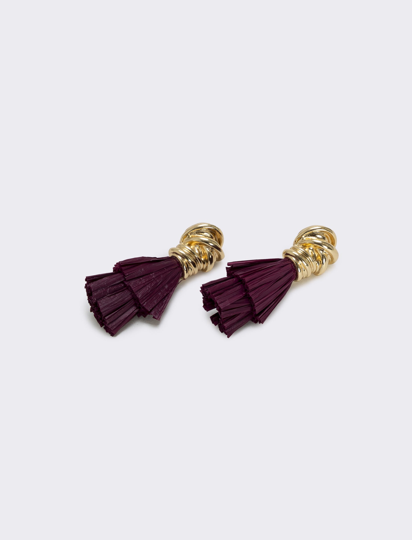 Raffia Knot Earrings for Women - Purple