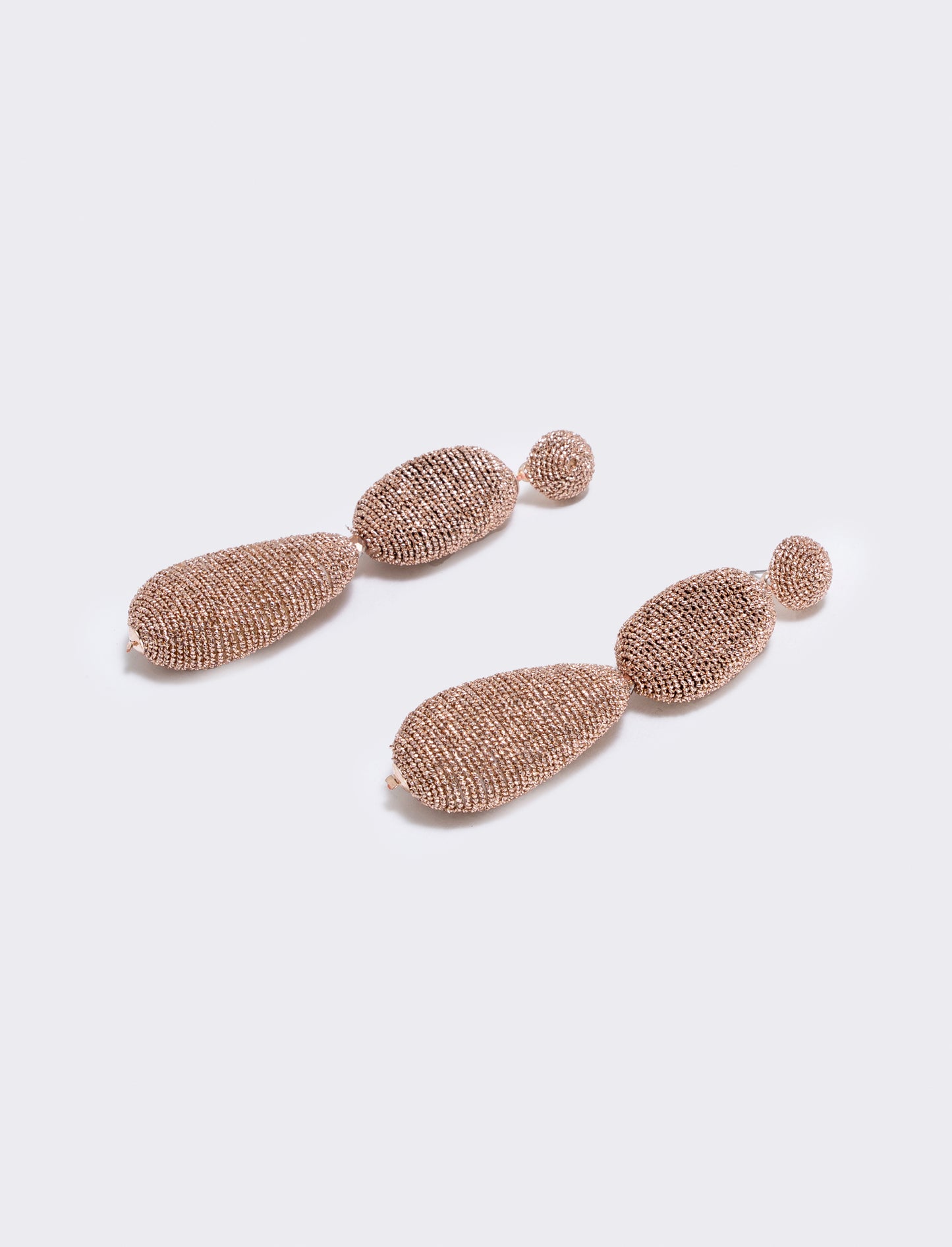 Orecchini pendenti rivestiti filo lamè - Oro rosa