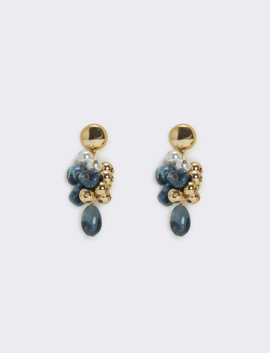 Orecchini a grappolo con pietre colorate - Blu