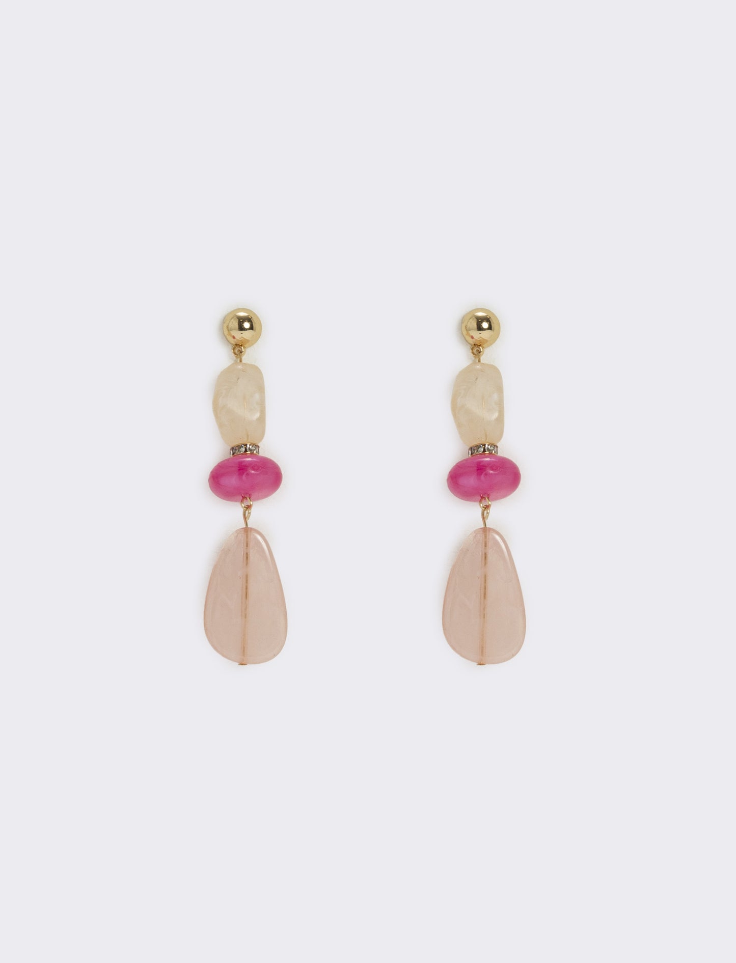 Orecchini Pendenti con Tre Pietre Eleganti - Rosa