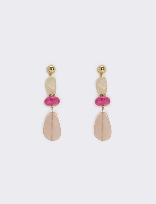 Orecchini Pendenti con Tre Pietre Eleganti - Rosa