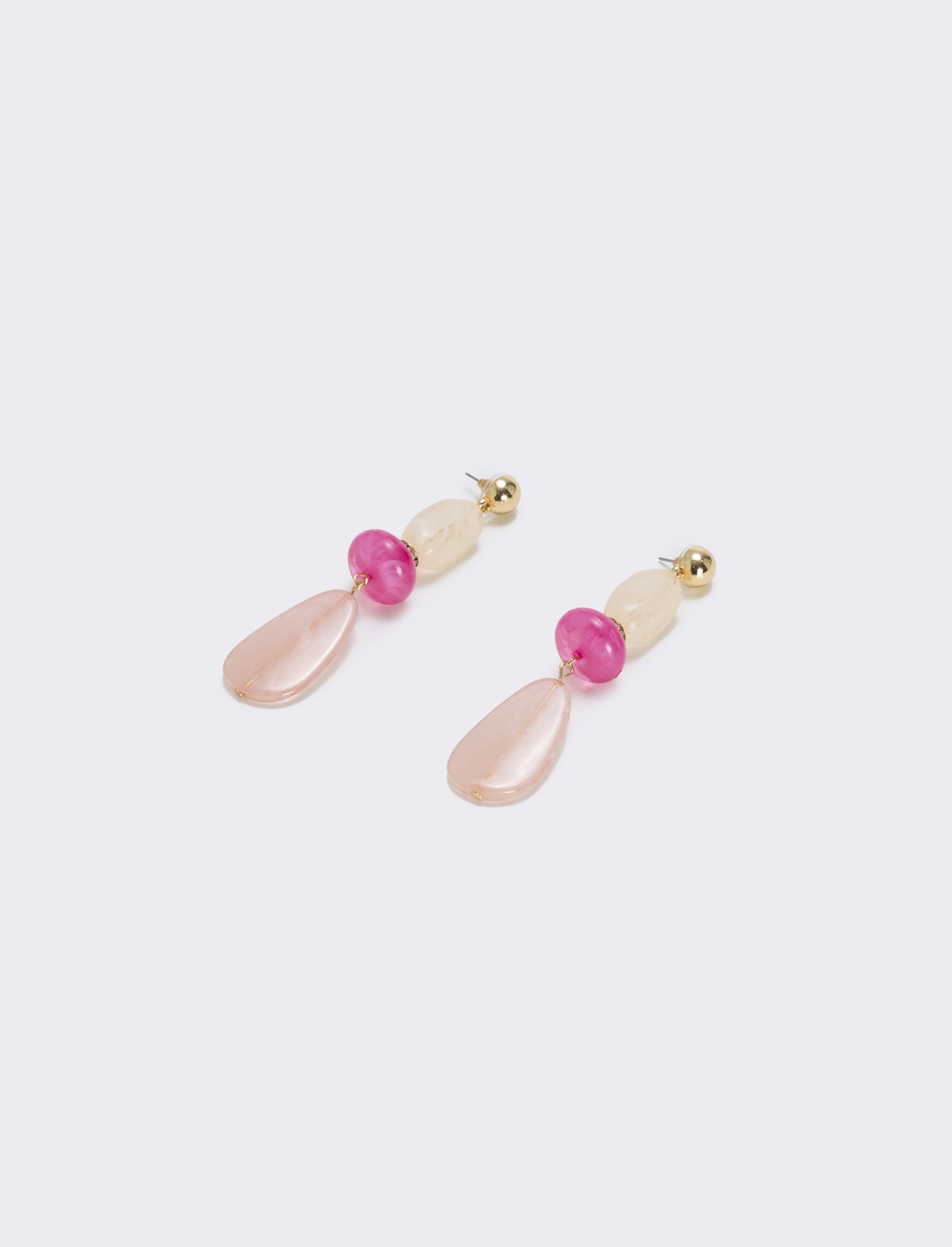 Orecchini Pendenti con Tre Pietre Eleganti - Rosa