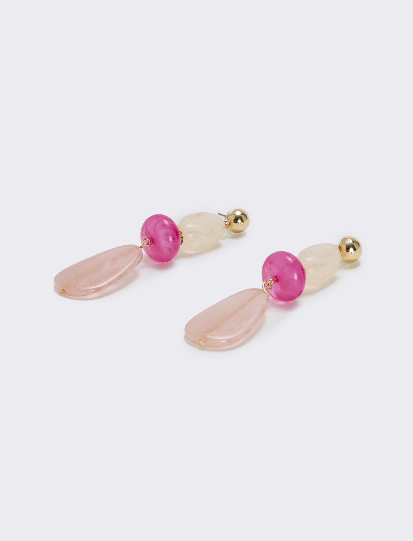 Orecchini Pendenti con Tre Pietre Eleganti - Rosa
